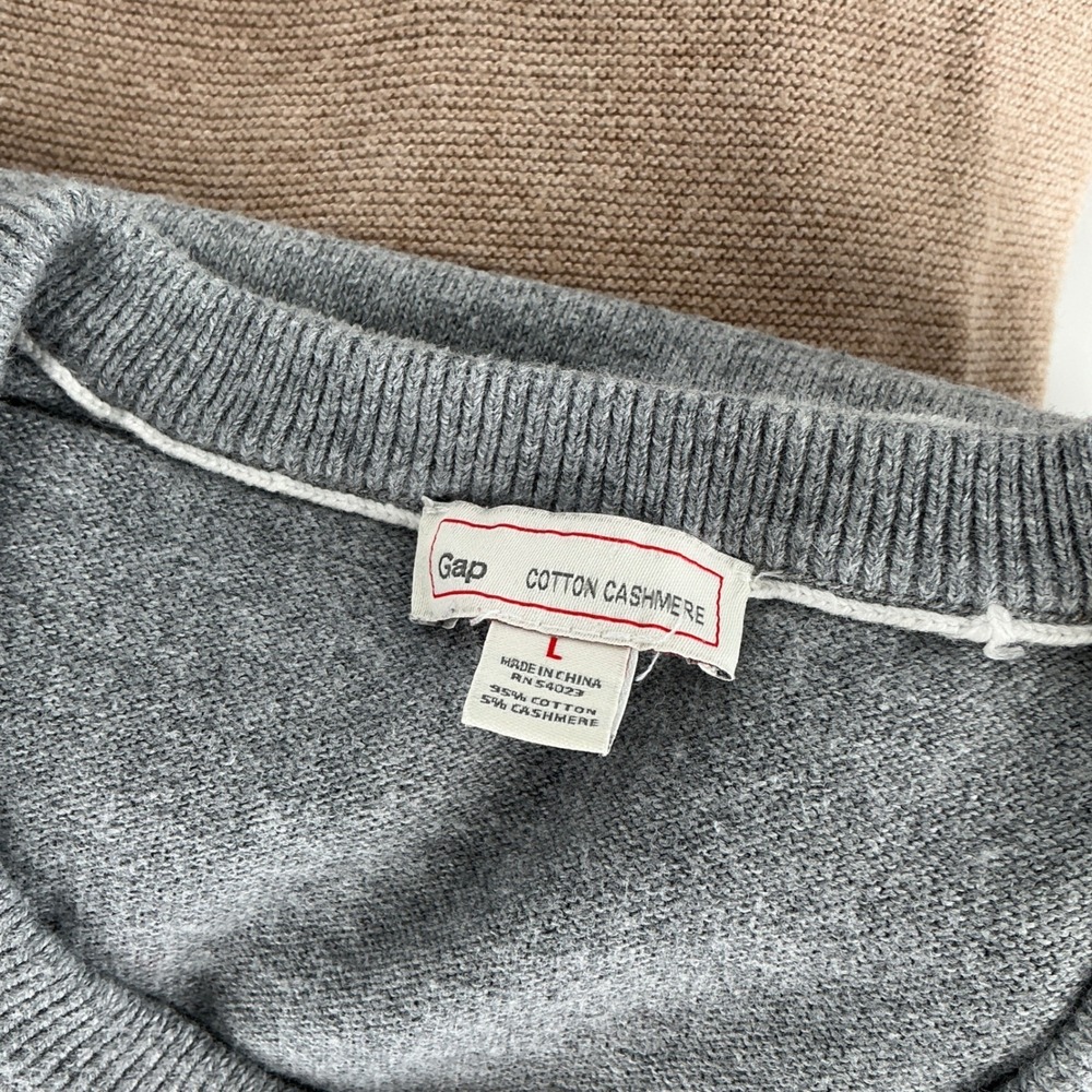 J.Crew Gap Sweater Bundle Mens Size Large Cotton Cashmere Navy Tan Grey Stripe - Picture 2 of 14